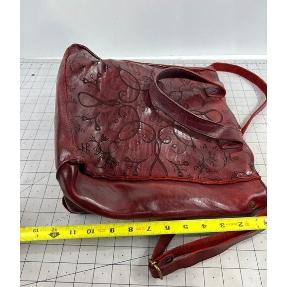 MALEDETTI TOSCANI Florence ITALY Tooled Red Leather Tote Bag Purse - Picture 13 of 15